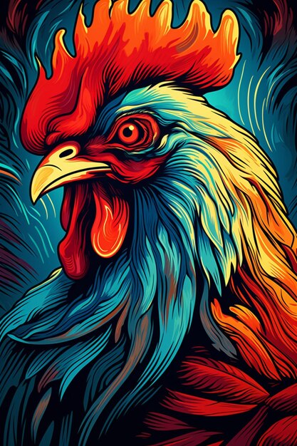 closeup portrait of a rooster