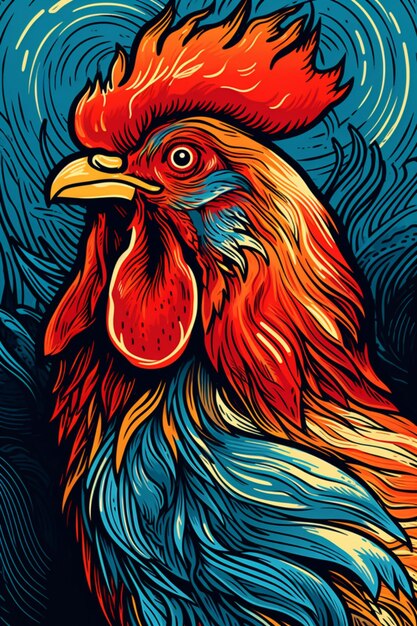 closeup portrait of a rooster