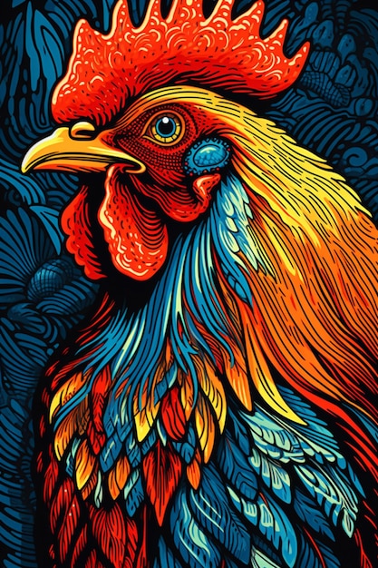 closeup portrait of a rooster