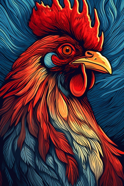 closeup portrait of a rooster