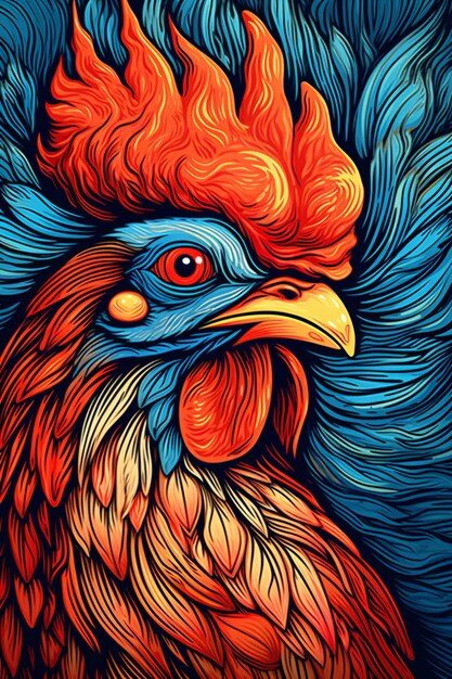 closeup portrait of a rooster