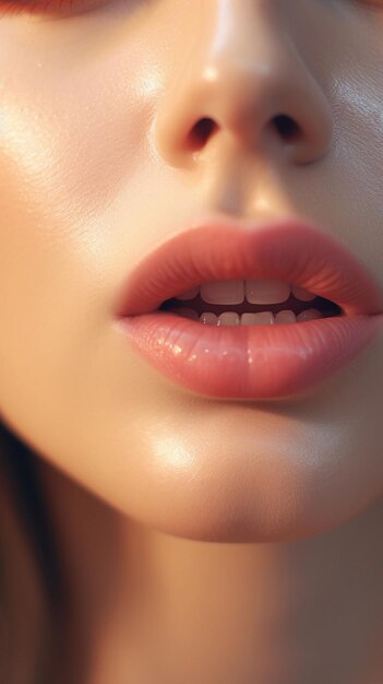 웃는 여성 입술의 클로즈업 초상화 인공지능이 생성