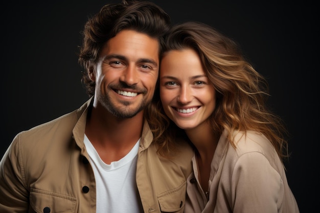 Closeup portrait of smiling man and woman