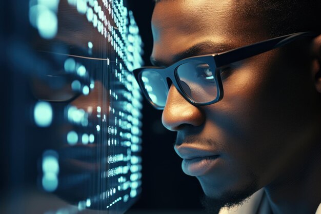Premium Photo | Closeup Portrait of Software Engineer Working on ...