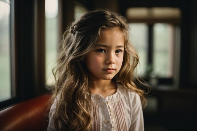 closeup portrait of teen girl in sunset rural countryside