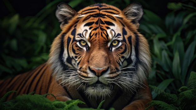 A closeup portrait of a tiger