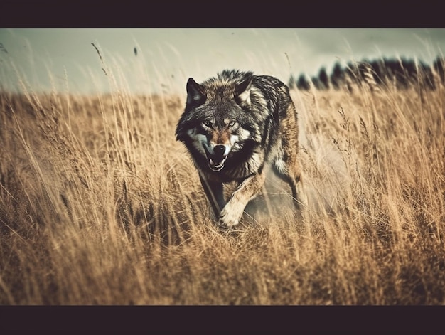 Photo closeup portrait of wolf at forest