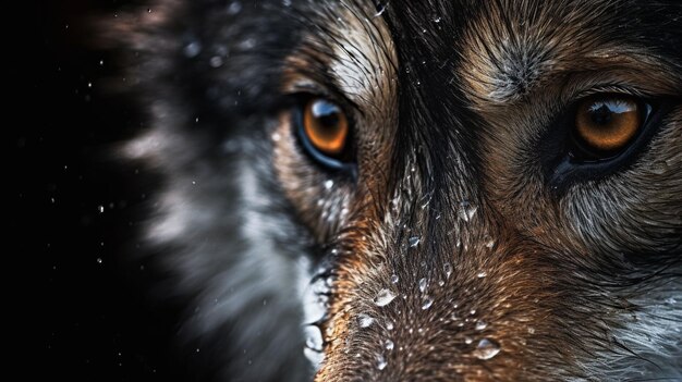 closeup portrait of wolf at forest