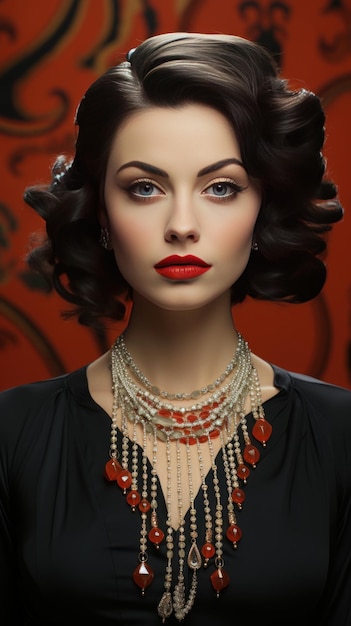 Premium Photo | Closeup portrait of a woman wearing diamonds and black ...