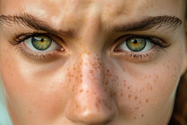 Closeup Portrait of Woman With Freckles Generative AI