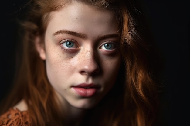 Closeup portrait of a young disabled woman looking upset created with generative ai