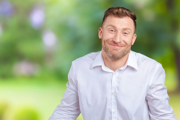 Closeup portrait young funny looking man