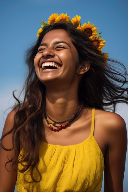 Closeup portrait of a young Indian woman with colorful makeup and jewelry generated by AI