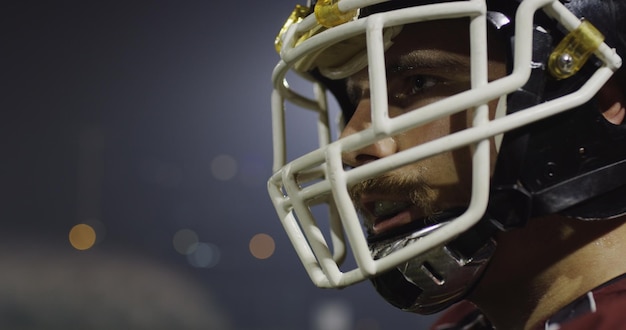 Closeup Portrait Of Young Male American Football Player