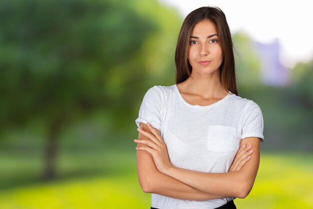 Closeup portrait of young woman casual portrait