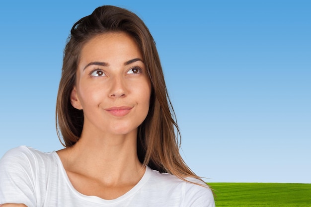 Closeup portrait of young woman casual portrait