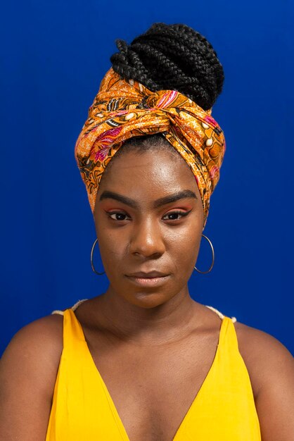 Closeup Portrait Of Young Woman With Turban On Her Head