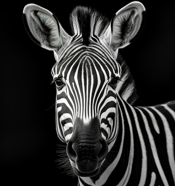 Closeup portrait of a zebra wild animal as background or postcard