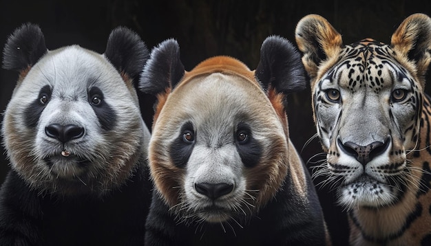 closeup portraits of endangered species such as pandas