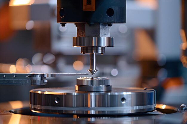 Photo closeup of a precision machine weighing and measuring parts for consistent accuracy in manufacturing concept manufacturing processes precision engineering machine automation quality control