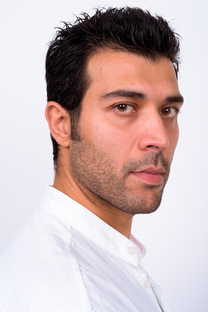 Closeup profile view of handsome Turkish man