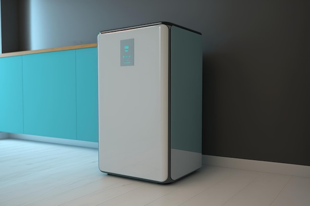 Closeup of purifiers sleek modern design in minimalist room