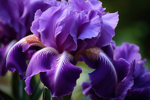 Closeup of a purple iris flowers