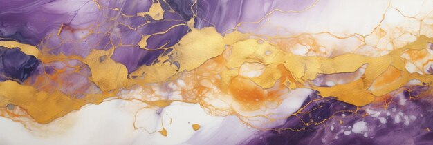 Closeup of purple and shiny golden alcohol ink abstract texture trendy wallpaper Art for design project as background for invitation or greeting cards flyer poster presentation wrapping paper