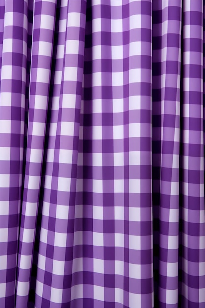 Photo closeup of purple and white checkered fabric soft stretchy material creates a textured backdrop