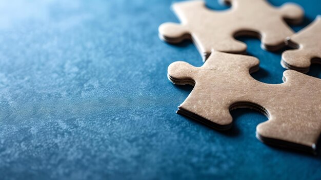 Closeup of puzzle pieces on a blue background concept of problemsolving and strategy simple yet engaging composition AI