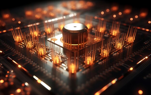 Photo closeup of a quantum computer's quantum bits