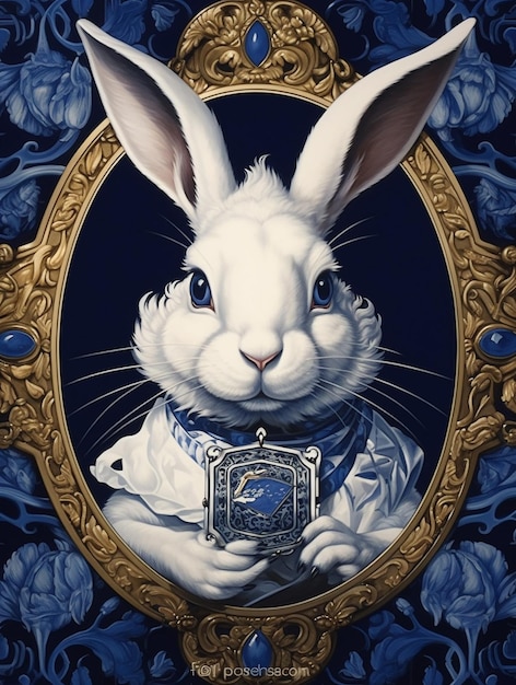 ウサギのイラストのクローズアップ