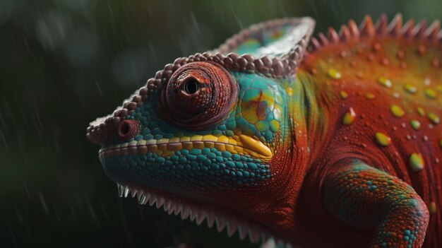 Closeup of a rainbow chameleon