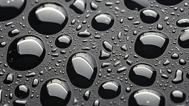 Closeup of raindrops forming intricate patterns on a surface