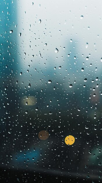 Photo closeup of raindrops on a window