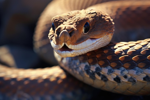 Closeup of a rattlesnakes rattling tail