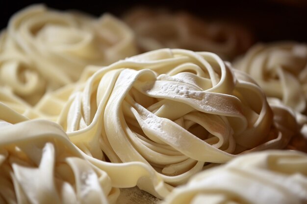 Closeup of raw fettuccine