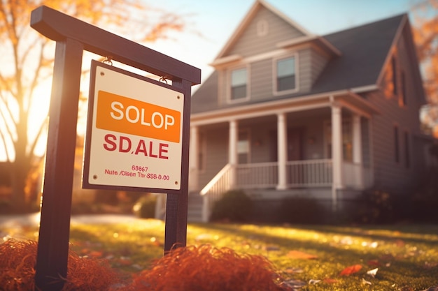 A closeup of a real estate agents For Sale sign Generative ai