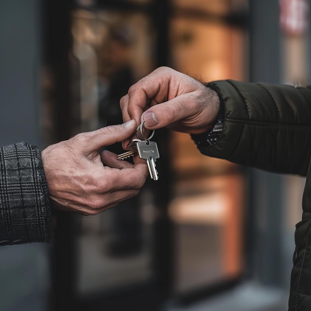 CloseUp Realtor Handing Over House Keys to Buyer