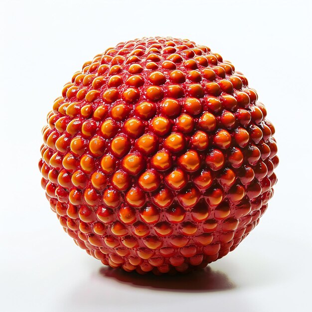 Photo closeup of red ball on white background studio shot