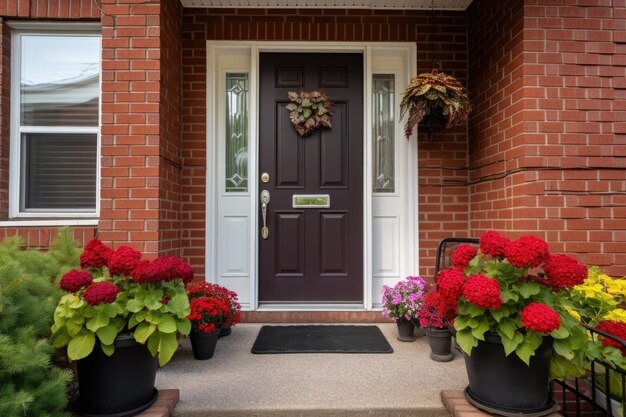 Photo closeup of a red brick colonial front door