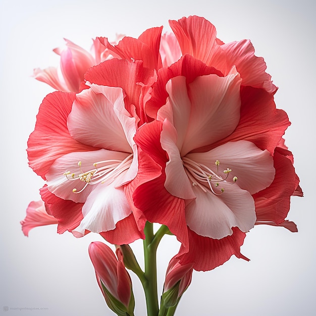 CloseUp Red Gladiolus Detail on White Background