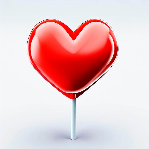 Foto close-up di un lecca-lecca rosso a forma di cuore