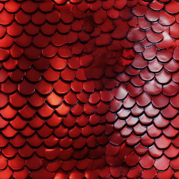 Photo closeup of a red scales texture with a bold pattern