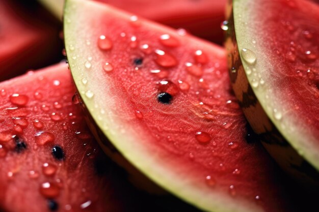 Foto un primo piano di una fetta di anguria rossa freschezza della frutta con vitamine per la cura peso basso in calorie