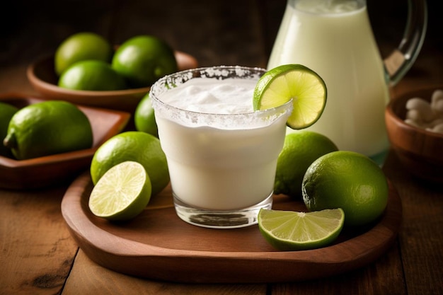 Closeup of a refreshing Mexican agua fresca drin