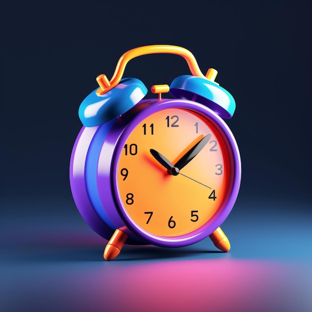 Closeup of retro alarm clock on minimalist theme background countdown concept illustration