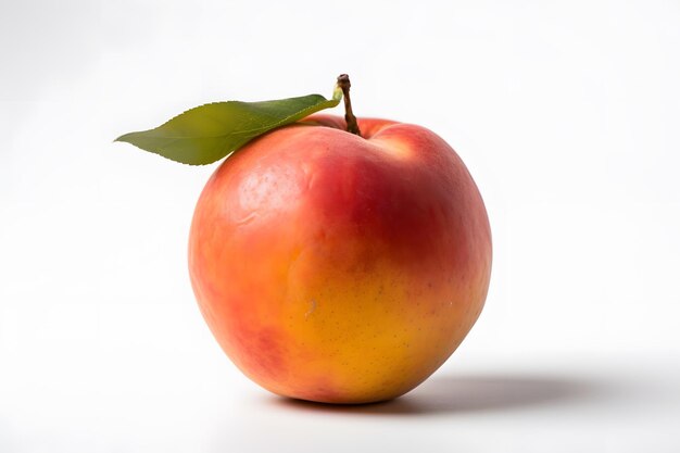 Closeup of a ripe peach on white background Generative AI