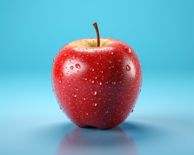 Closeup of Ripe red apple with water drops