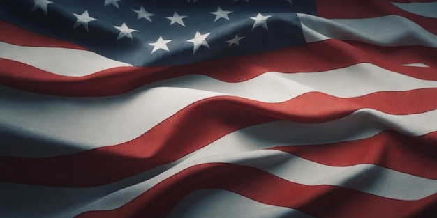 Closeup of rippled American flag can be used as background